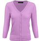 3/4 Sleeve V-Neck Button Down Knit Cardigan Sweater CO078 (S-L)