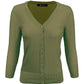 3/4 Sleeve V-Neck Button Down Knit Plus Size Cardigan Sweater CO078PL (1X-3X)