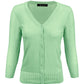 3/4 Sleeve V-Neck Button Down Knit Plus Size Cardigan Sweater CO078PL (1X-3X)