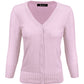 3/4 Sleeve V-Neck Button Down Knit Cardigan Sweater CO078 (S-L)
