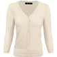 3/4 Sleeve V-Neck Button Down Knit Cardigan Sweater CO078 (S-L)