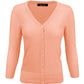 3/4 Sleeve V-Neck Button Down Knit Plus Size Cardigan Sweater CO078PL (1X-3X)