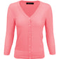 3/4 Sleeve V-Neck Button Down Knit Plus Size Cardigan Sweater CO078PL (1X-3X)