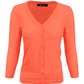 3/4 Sleeve V-Neck Button Down Knit Plus Size Cardigan Sweater CO078PL (1X-3X)