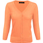 3/4 Sleeve V-Neck Button Down Knit Cardigan Sweater CO078 (S-L)