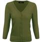 3/4 Sleeve V-Neck Button Down Knit Plus Size Cardigan Sweater CO078PL (1X-3X)