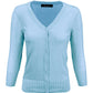 3/4 Sleeve V-Neck Button Down Knit Plus Size Cardigan Sweater CO078PL (1X-3X)