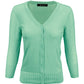3/4 Sleeve V-Neck Button Down Knit Plus Size Cardigan Sweater CO078PL (1X-3X)