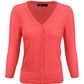 3/4 Sleeve V-Neck Button Down Knit Cardigan Sweater CO078 (S-L)