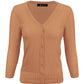 3/4 Sleeve V-Neck Button Down Knit Cardigan Sweater CO078 (S-L)