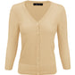 3/4 Sleeve V-Neck Button Down Knit Plus Size Cardigan Sweater CO078PL (1X-3X)