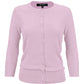 Women's 3/4 Sleeve Crewneck Knit Cardigan Sweater CO079 (S-L)