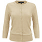 Women's 3/4 Sleeve Crewneck Plus Size Knit Cardigan Sweater CO079PL (1X-3X)