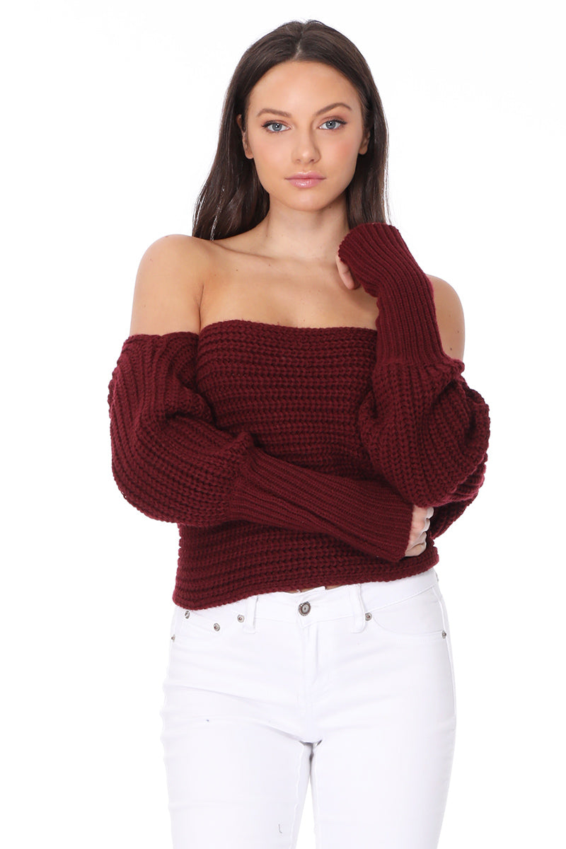 Sexy Off The Shoulder Wrap Bolero Sweater Shawl with Sleeve KC003 (S/M-M/L)