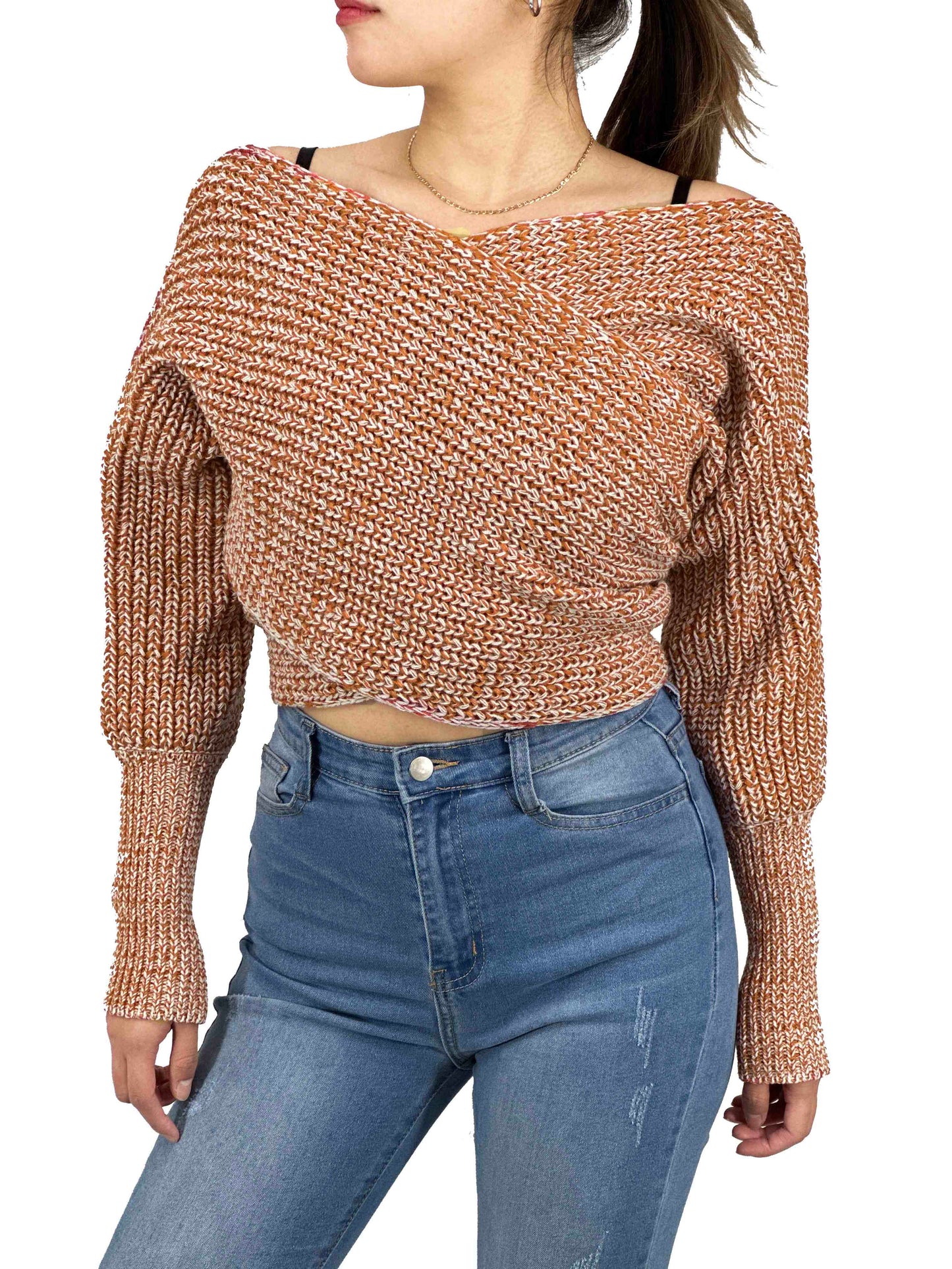 Sexy Off The Shoulder Wrap Bolero Sweater Shawl with Sleeve KC003 (S/M-M/L)