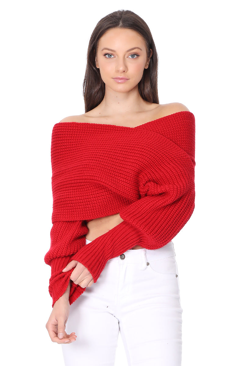 Sexy Off The Shoulder Wrap Bolero Sweater Shawl with Sleeve KC003 (S/M-M/L)