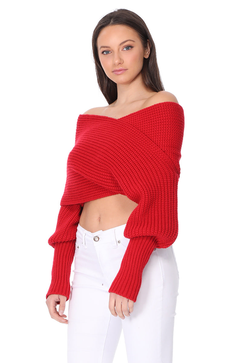 Sexy Off The Shoulder Wrap Bolero Sweater Shawl with Sleeve KC003 (S/M-M/L)