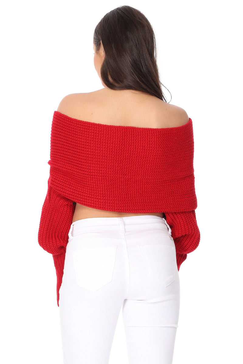 Sexy Off The Shoulder Wrap Bolero Sweater Shawl with Sleeve KC003 (S/M-M/L)