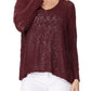 V Neck Long Sleeve Knit Top Loose Pullover Summer Sweater MK3392 (S-L)