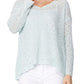 V Neck Long Sleeve Knit Top Loose Pullover Summer Sweater MK3392 (S-L)