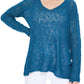 V Neck Long Sleeve Knit Top Loose Pullover Summer Sweater MK3392 (S-L)