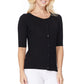 Short Half Sleeve Button Down Crewneck Knit Cardigan Sweater MK3467 (S-XL)
