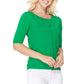 Short Half Sleeve Button Down Crewneck Knit Cardigan Sweater MK3467 (S-XL)