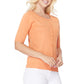 Short Half Sleeve Button Down Crewneck Knit Cardigan Sweater MK3467 (S-XL)
