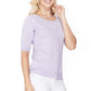 Short Half Sleeve Button Down Crewneck Knit Cardigan Sweater MK3467 (S-XL)