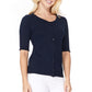 Short Half Sleeve Button Down Crewneck Knit Cardigan Sweater MK3467 (S-XL)