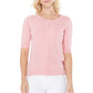 Short Half Sleeve Button Down Crewneck Knit Cardigan Sweater MK3467 (S-XL)