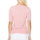 Short Half Sleeve Button Down Crewneck Knit Cardigan Sweater MK3467 (S-XL)