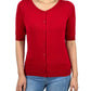 Short Half Sleeve Button Down Crewneck Knit Cardigan Sweater MK3467 (S-XL)