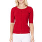 Short Half Sleeve Button Down Crewneck Knit Cardigan Sweater MK3467 (S-XL)
