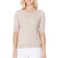 Short Half Sleeve Button Down Crewneck Knit Cardigan Sweater MK3467 (S-XL)