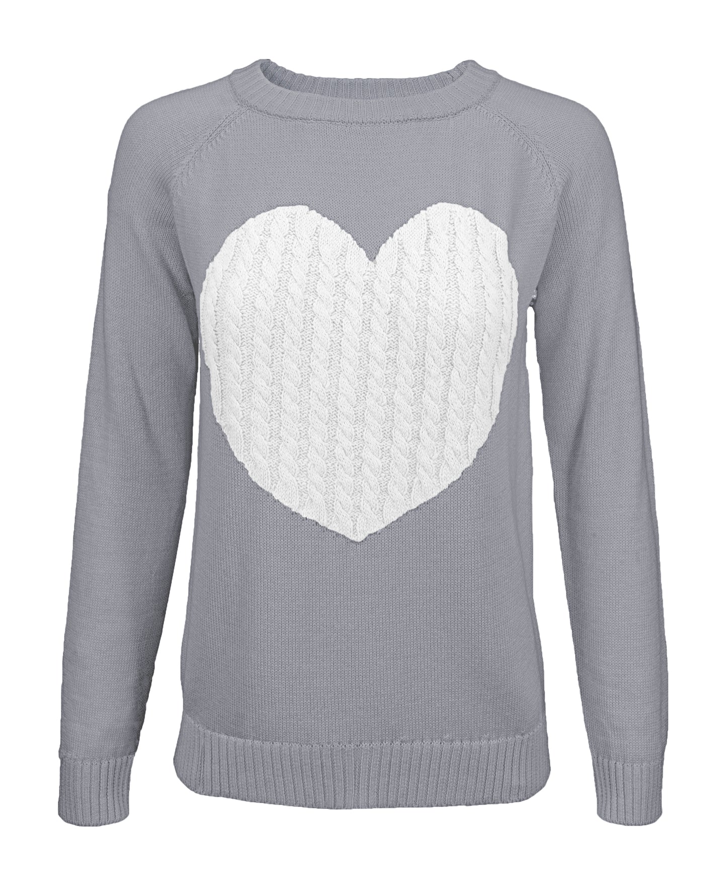 Love Heart Jacquard Round Neck Pullover Sweater MK3506 (S-L)