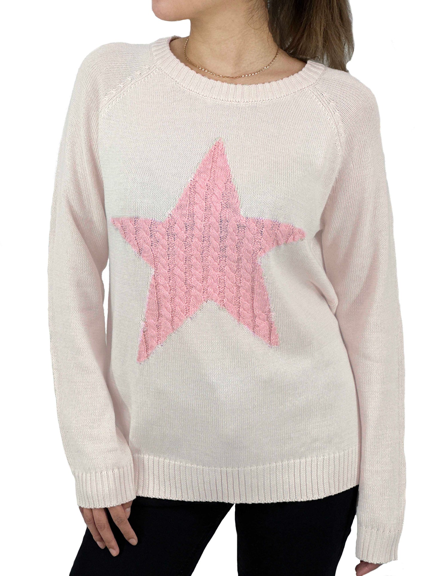 Cute Star Jacquard Round Neck Pullover Sweater MK3506STAR (S-L)