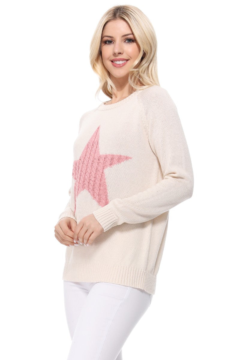 Cute Star Jacquard Round Neck Pullover Sweater MK3506STAR (S-L)