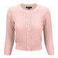 3/4 Sleeve Crewneck Crochet Knit Plus Size Cardigan Sweater MK3514PL (1X-3X)