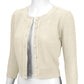 3/4 Sleeve Crewneck Crochet Knit Plus Size Cardigan Sweater MK3514PL (1X-3X)
