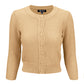 3/4 Sleeve Crewneck Crochet Knit Plus Size Cardigan Sweater MK3514PL (1X-3X)
