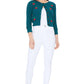 3/4 Sleeve Crewneck Crochet Knit Cropped Cardigan Sweater MK3515 (S-L)