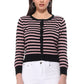 Women's 3/4 Sleeve Crewneck Striped Regular Fit Button-Down Sweater Cardigan MK3521 (S-L)
