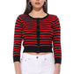 Women's 3/4 Sleeve Crewneck Striped Regular Fit Button-Down Sweater Cardigan MK3521 (S-L)