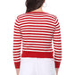 Women's 3/4 Sleeve Crewneck Striped Regular Fit Button-Down Sweater Cardigan MK3521 (S-L)