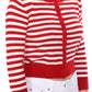 Women's 3/4 Sleeve Crewneck Striped Regular Fit Button-Down Sweater Cardigan MK3521 (S-L)