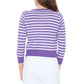 Women's 3/4 Sleeve Crewneck Striped Regular Fit Button-Down Sweater Cardigan MK3521 (S-L)
