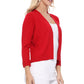 3/4 Sleeve Open Front Knit Bolero Crop Cardigan Sweater MK3558 (S-XL)