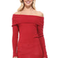Soft Rayon and Stretch Off Shoulder Sweater Knit Top MK3598 (S-L)