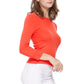 3/4 Sleeve Crewneck Soft Casual Lightweight Basic Solid Knitted Top MK3636 (S-XL)